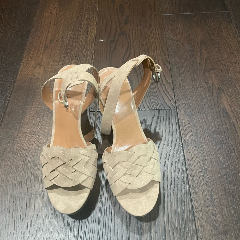 Size 9.5 wedges brand new beige suede